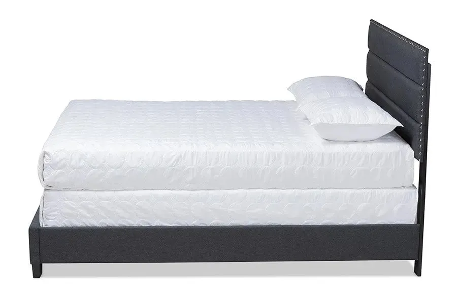 Ansa Dark Grey Fabric Upholstered Bed (Queen)