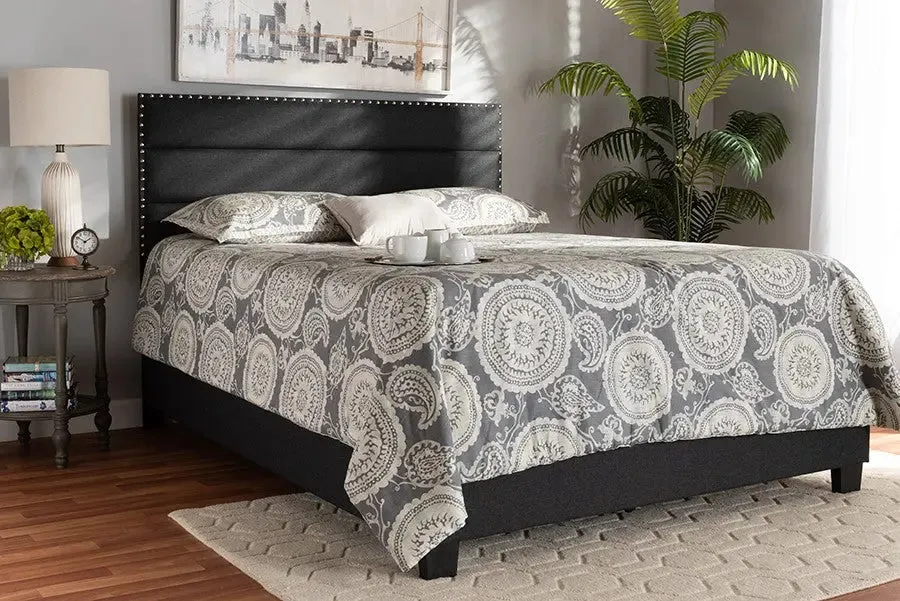 Ansa Dark Grey Fabric Upholstered Bed (Queen)