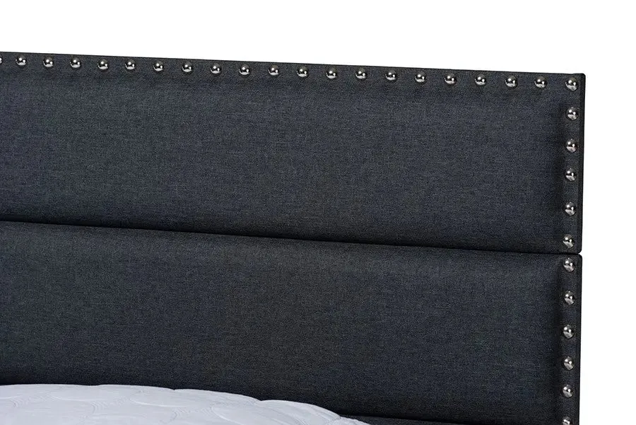 Ansa Dark Grey Fabric Upholstered Bed (Queen)