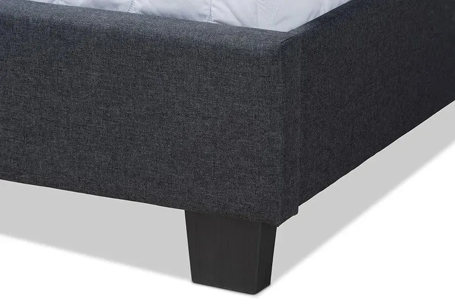 Ansa Dark Grey Fabric Upholstered Bed (Queen)