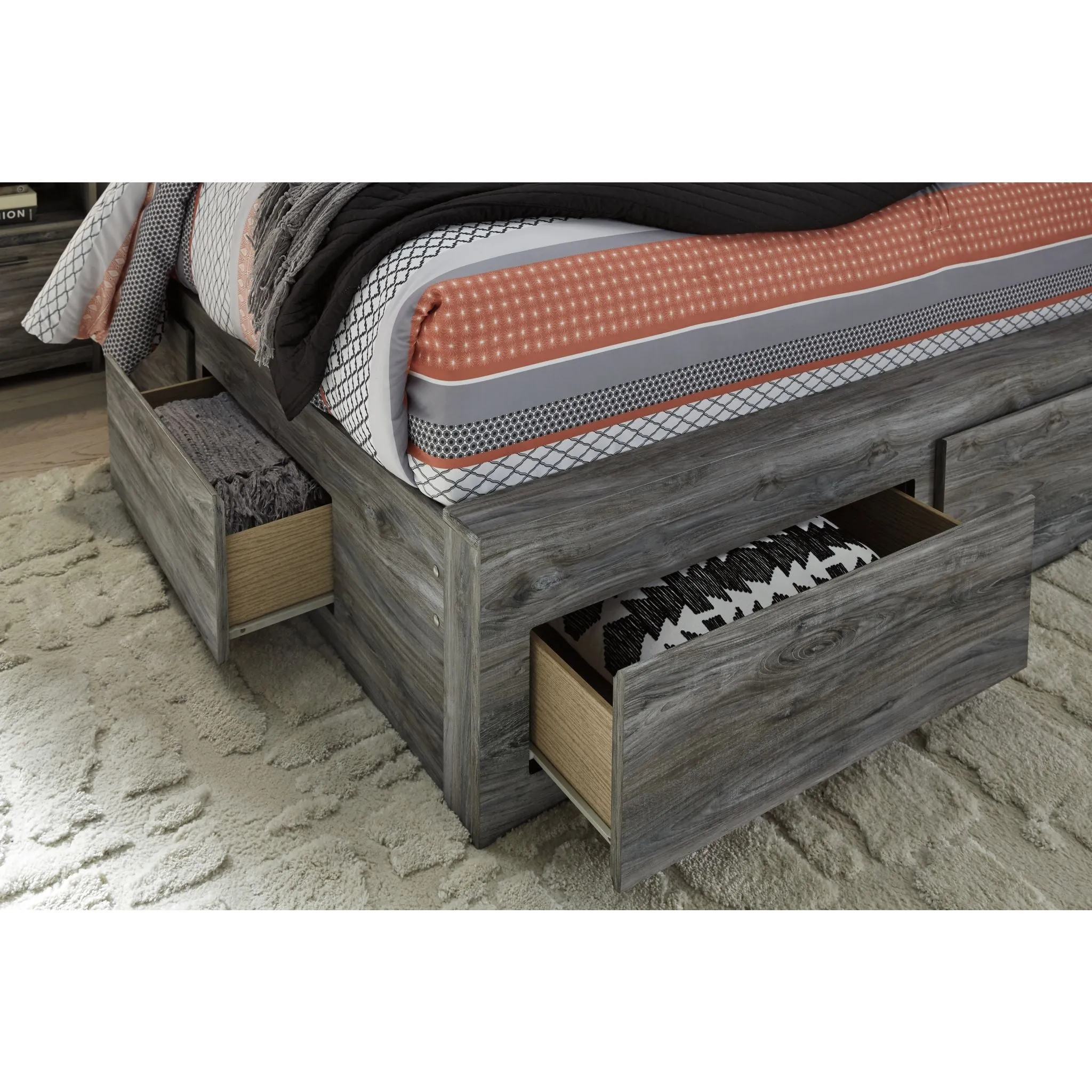 Baystorm Panel Bed with 4 Storage Drawers - Gray