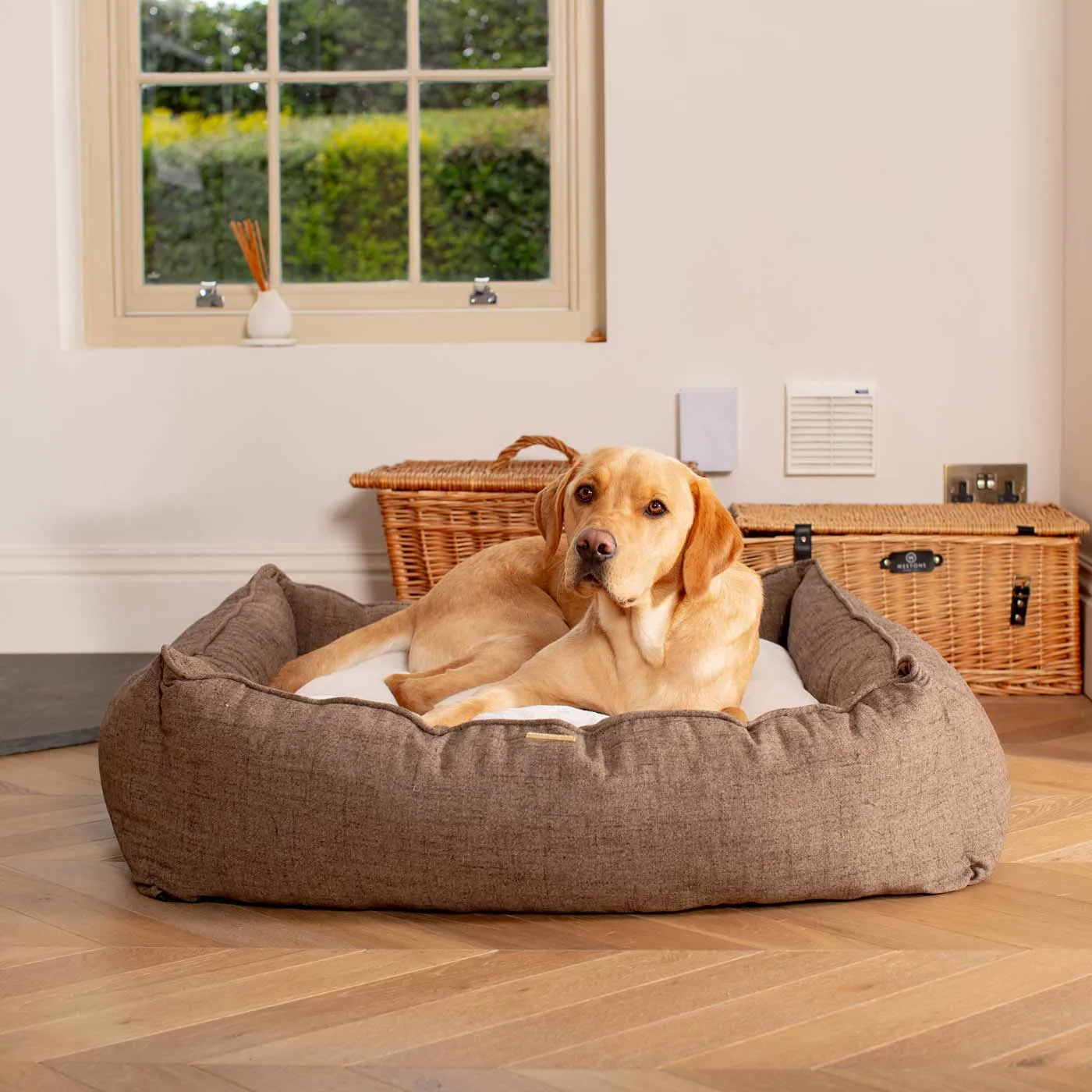 Box Bed With Removable Covers In Inchmurrin Umber by Lords & Labradors