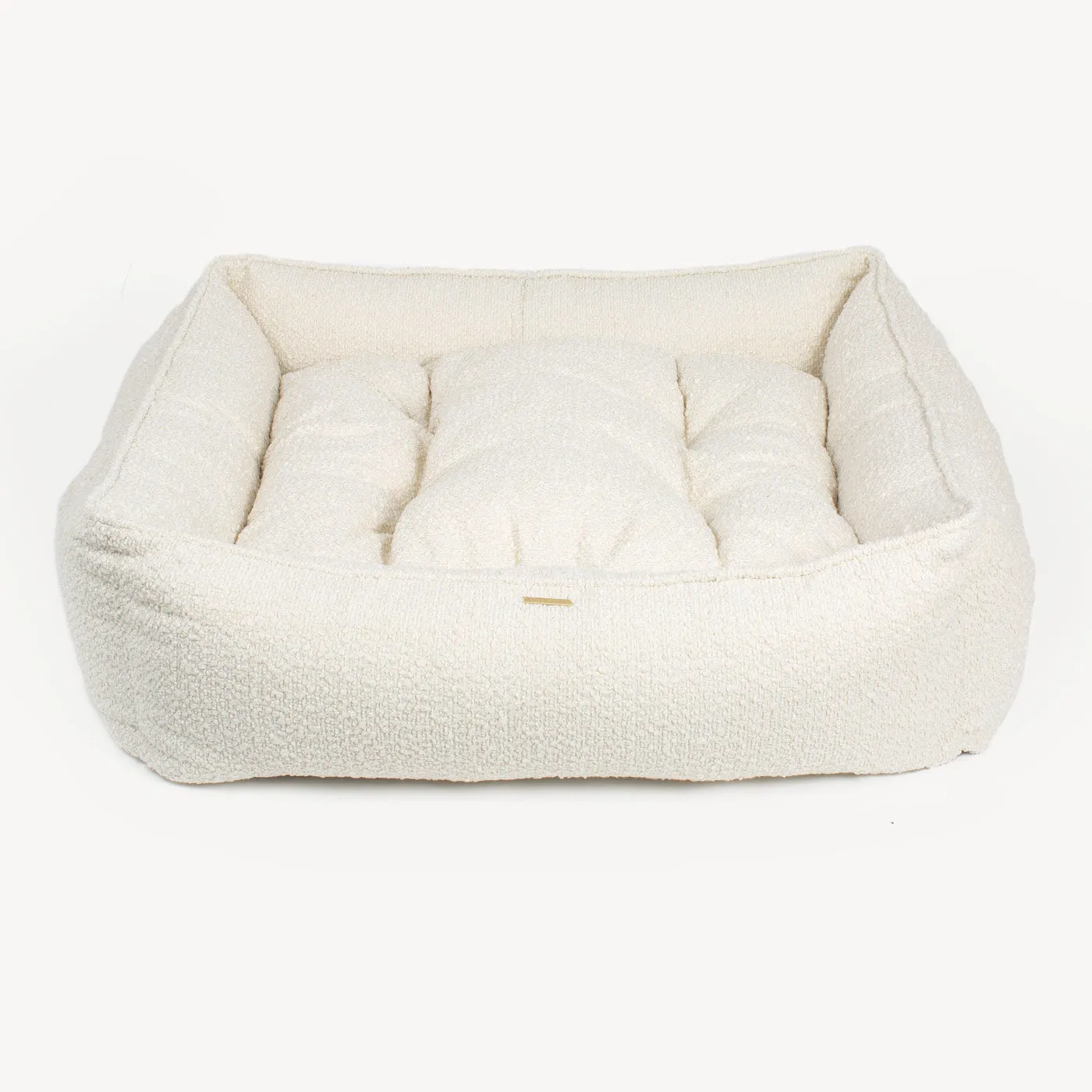 Box Bed With Removable Covers in Ivory Bouclé by Lords & Labradors