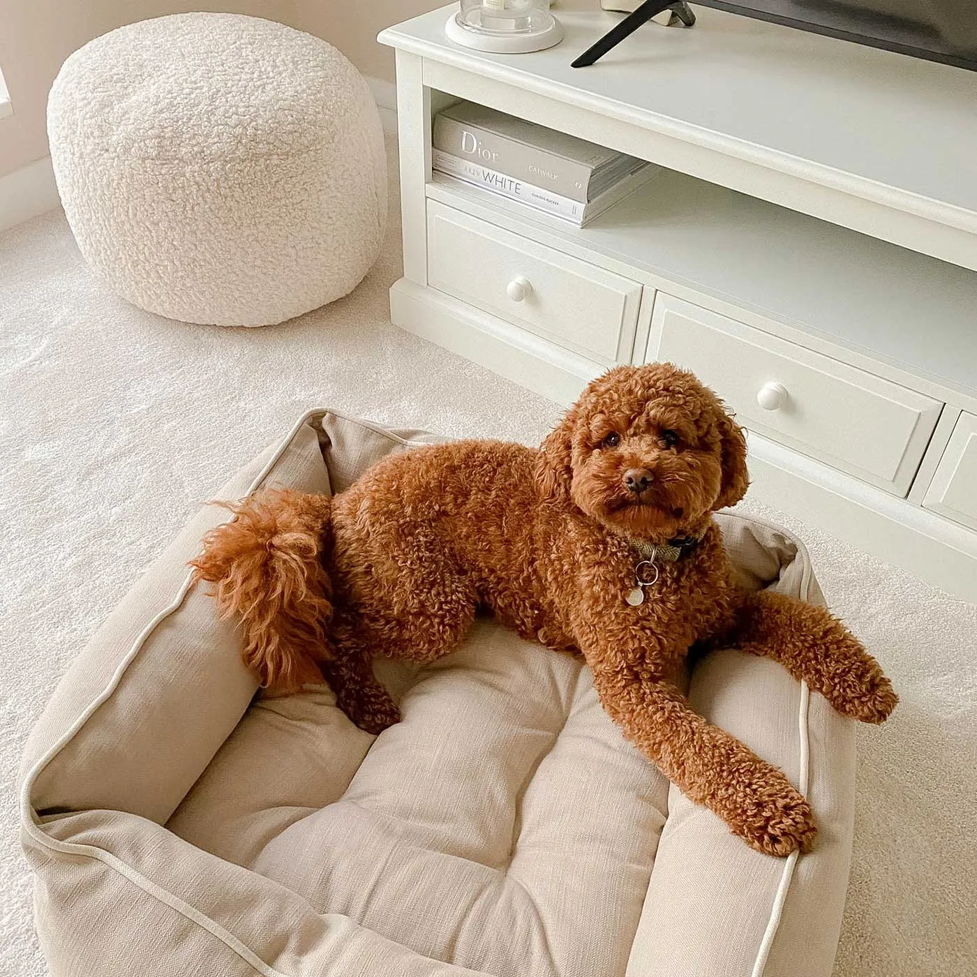 Box Bed With Removable Covers in Savanna Oatmeal by Lords & Labradors