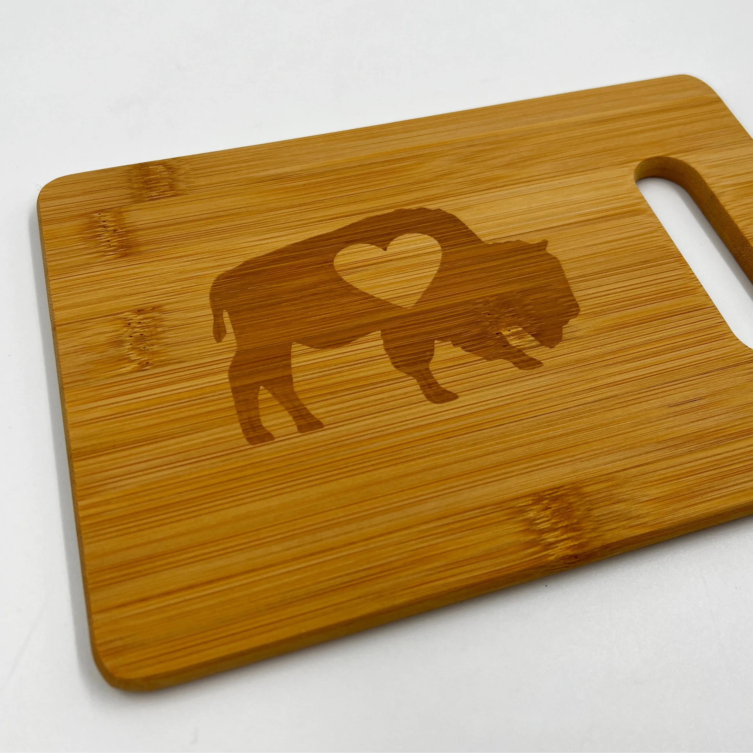 Buffalo With Heart Small Bamboo Cutting Board