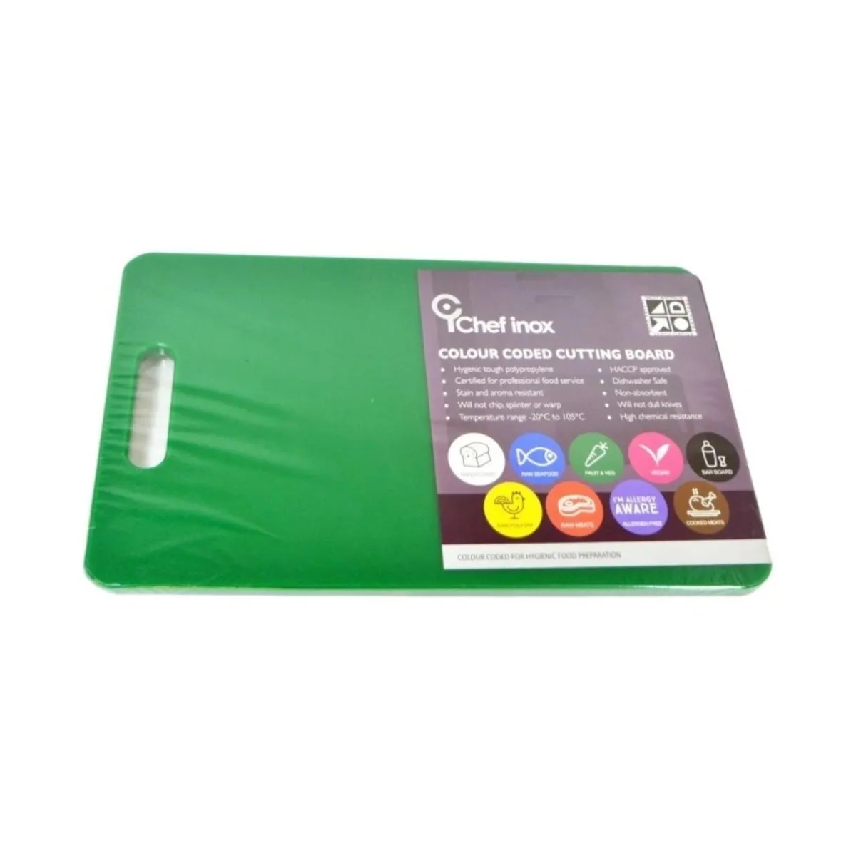 Chef Inox Plastic Chopping Board Green 40cm x 25cm