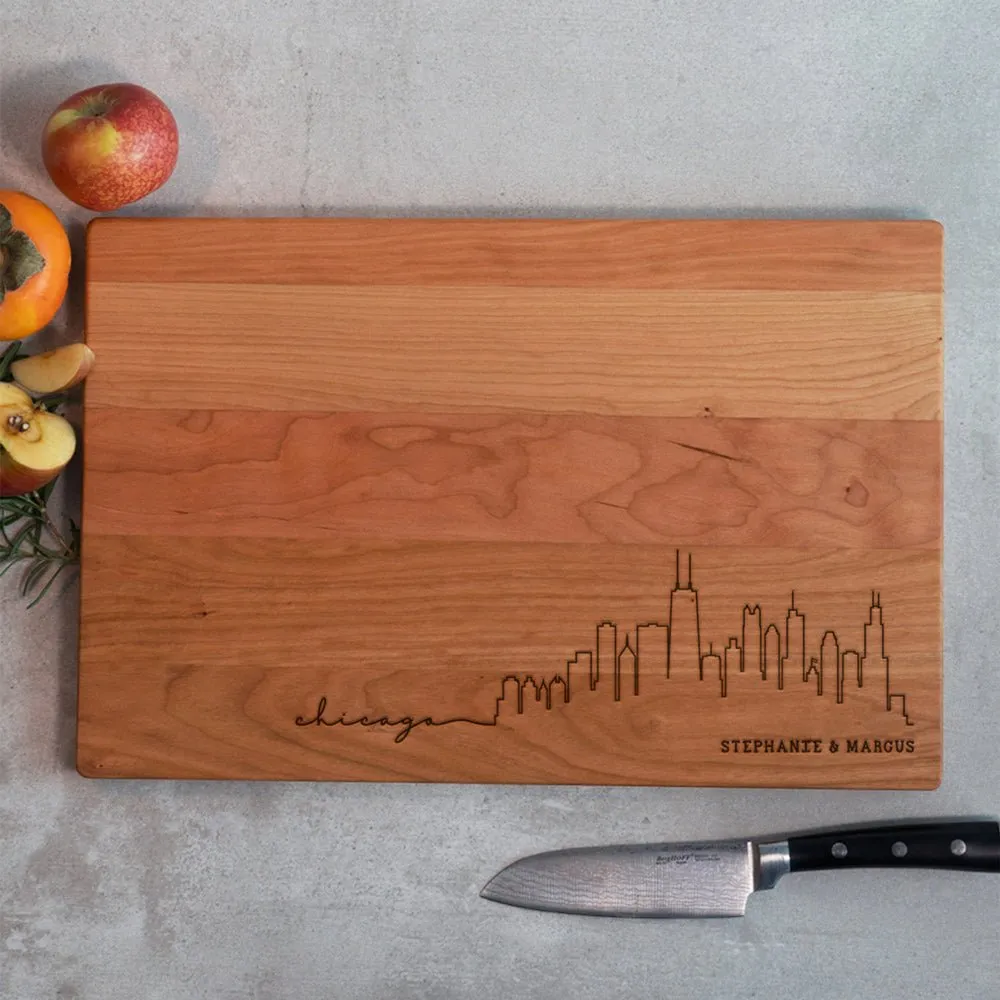 Chicago Illinois Script Cutting Board