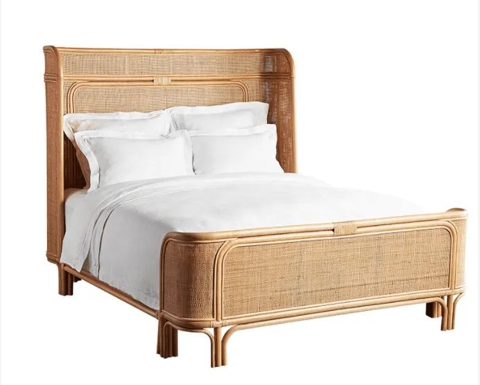 Clara Bed in Teak & Rattan