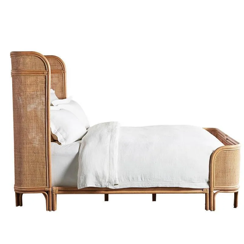 Clara Bed in Teak & Rattan