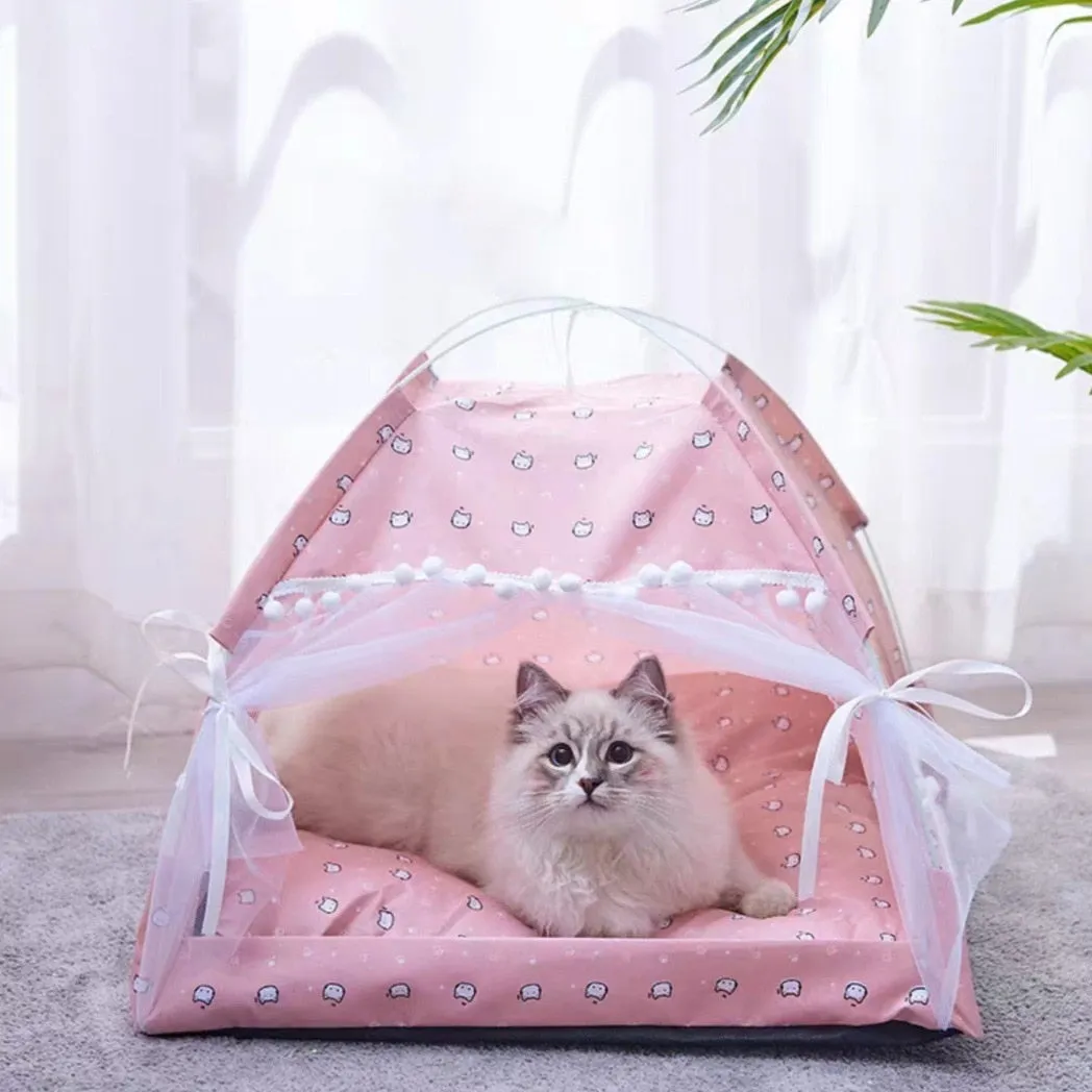 Comfy Cat Tent With Mat And Curtain