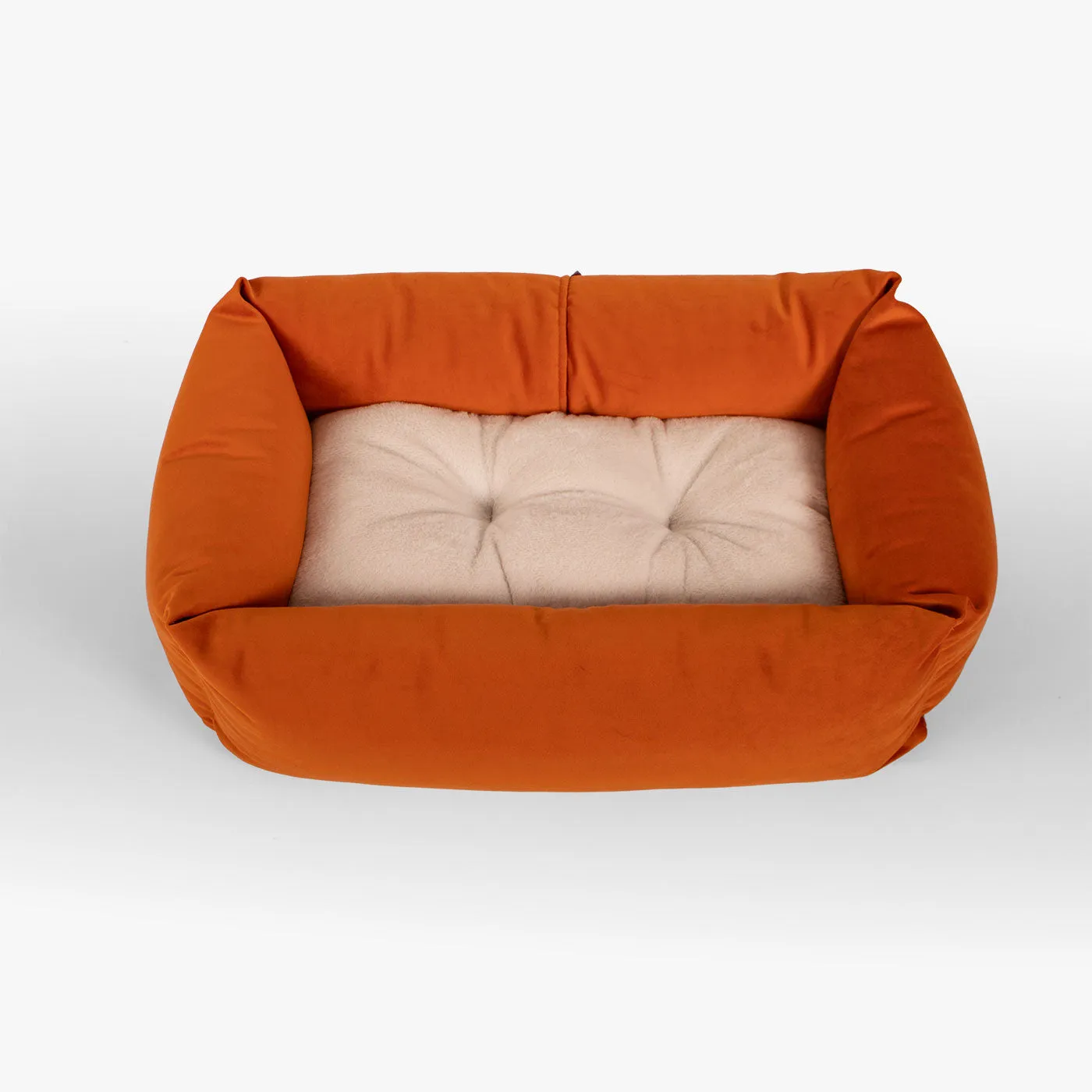 Cosy & Calming Puppy Crate Bed With Removable Covers In Pumpkin Velvet By Lords & Labradors