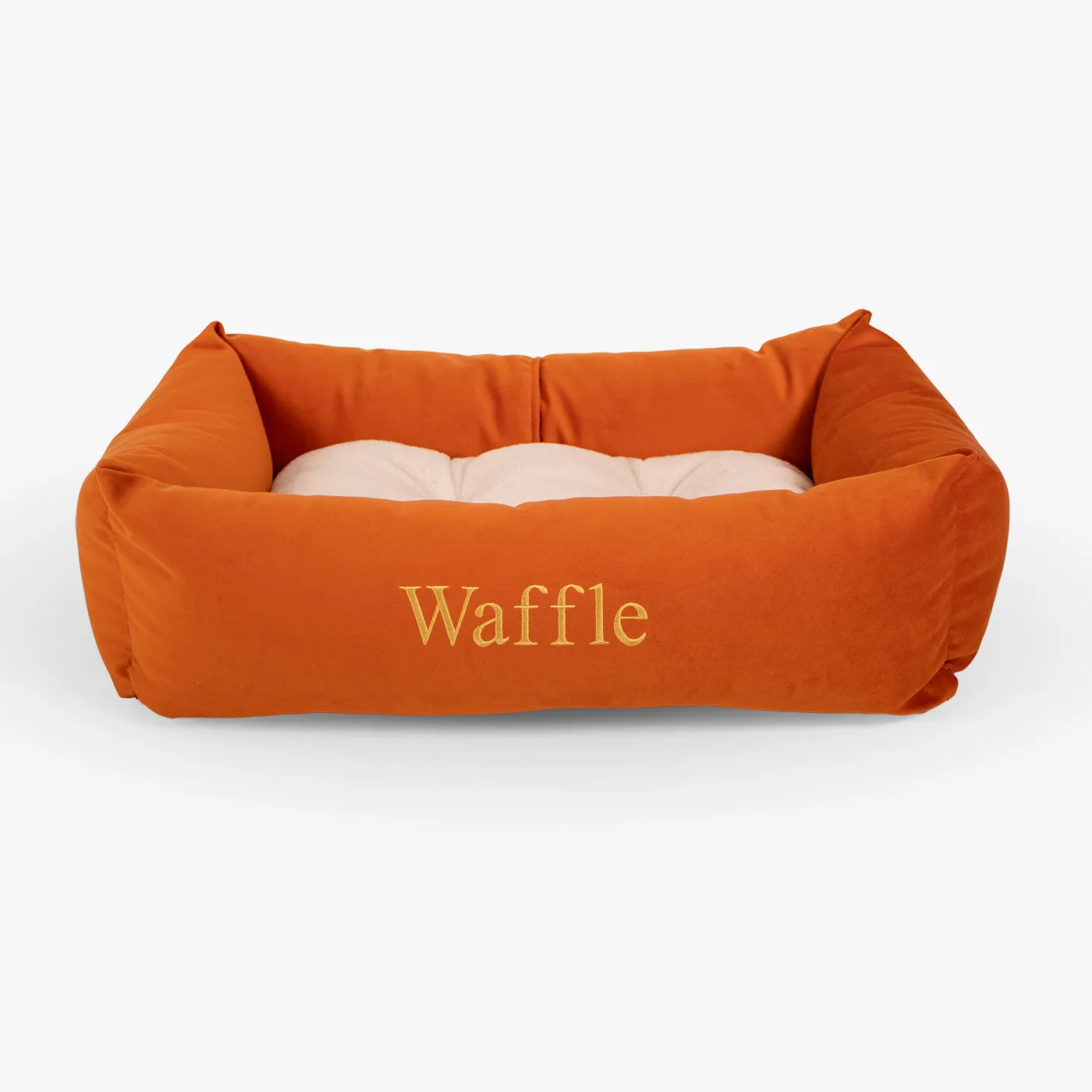 Cosy & Calming Puppy Crate Bed With Removable Covers In Pumpkin Velvet By Lords & Labradors