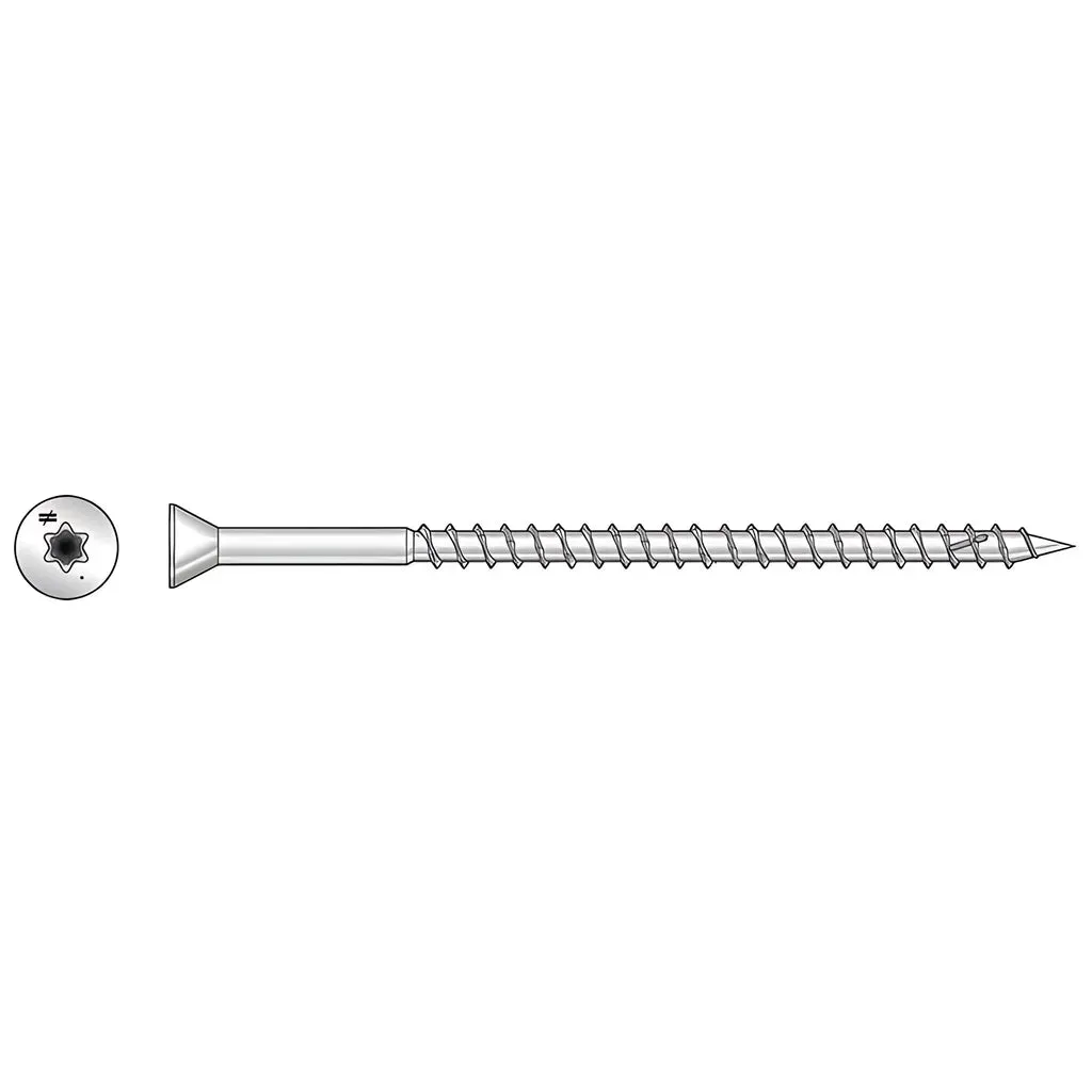 Deck-Drive DWP WOOD SS Screw - #7 x 3 in. T-15, Trim Head, Type 316 (350-Qty)