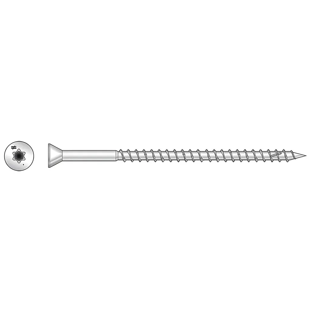 Deck-Drive DWP WOOD SS Screw - #7 x 3 in. T-15, Trim Head, Type 316 (60-Qty)