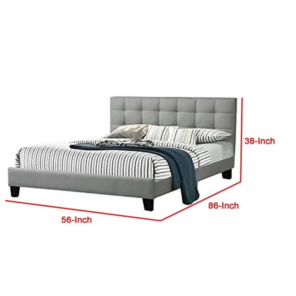 Dex Full Size Bed, Plush Tufted Upholstery, Light Gray By Casagear Home