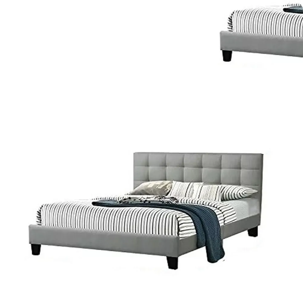 Dex Full Size Bed, Plush Tufted Upholstery, Light Gray By Casagear Home