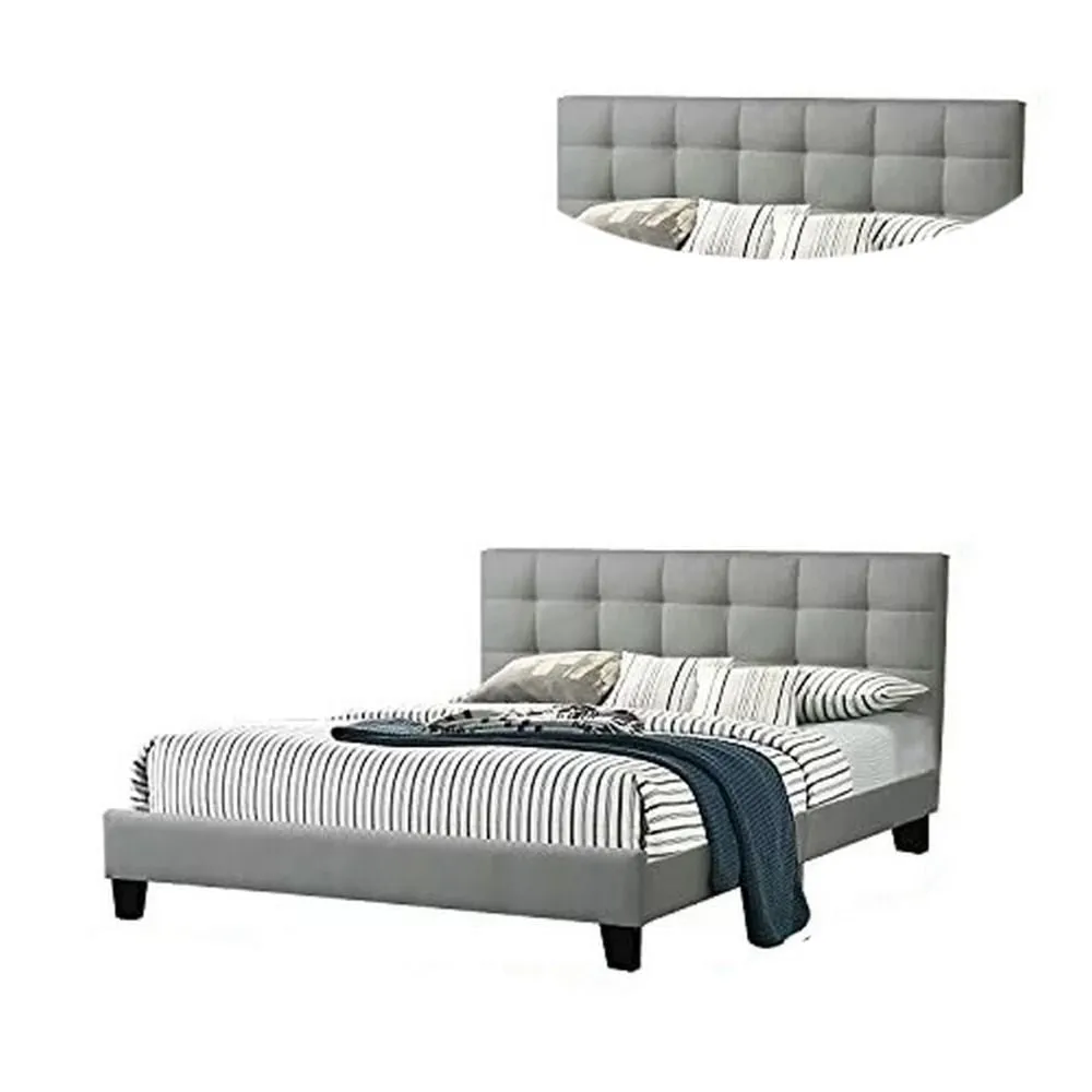 Dex Full Size Bed, Plush Tufted Upholstery, Light Gray By Casagear Home