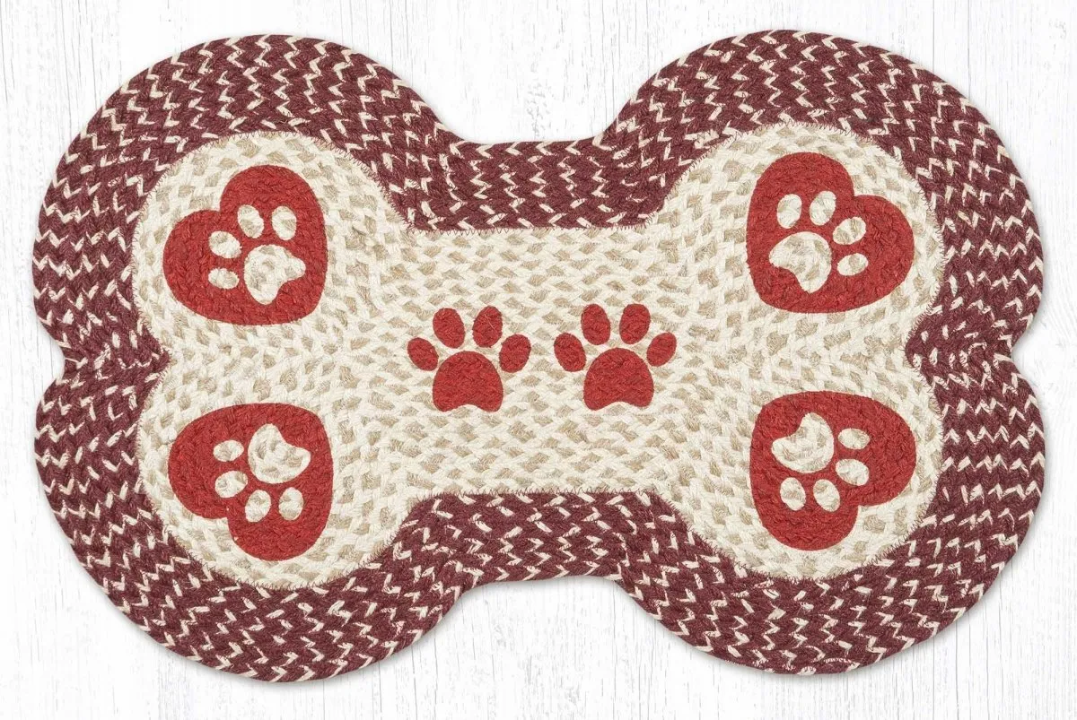 Dog Bone Rug - Heart Paws