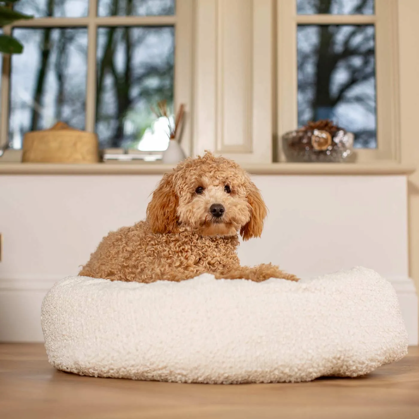 Donut Bed With Removable Covers in Ivory Bouclé by Lords & Labradors