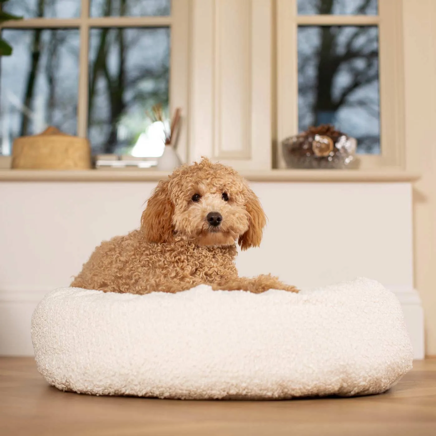 Donut Bed With Removable Covers in Ivory Bouclé by Lords & Labradors