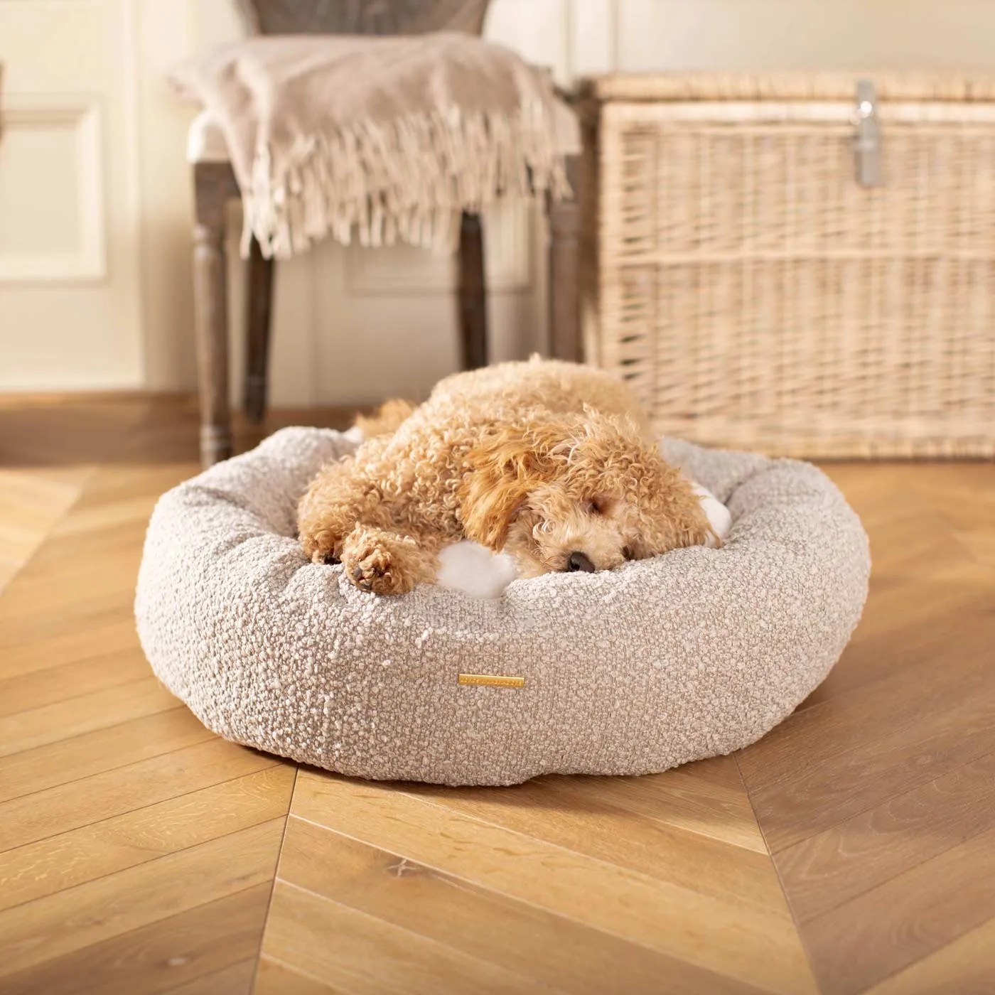 Donut Bed With Removable Covers in Mink Bouclé by Lords & Labradors