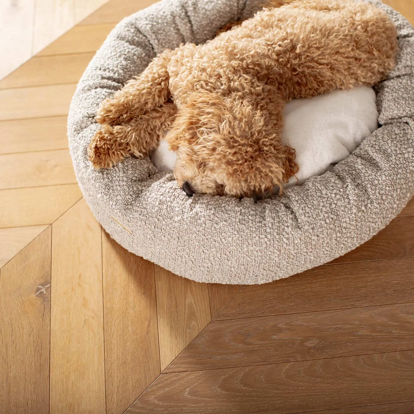 Donut Bed With Removable Covers in Mink Bouclé by Lords & Labradors