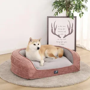 Duke Luxury High Density Foam Sofa Dog Bed Pink Large