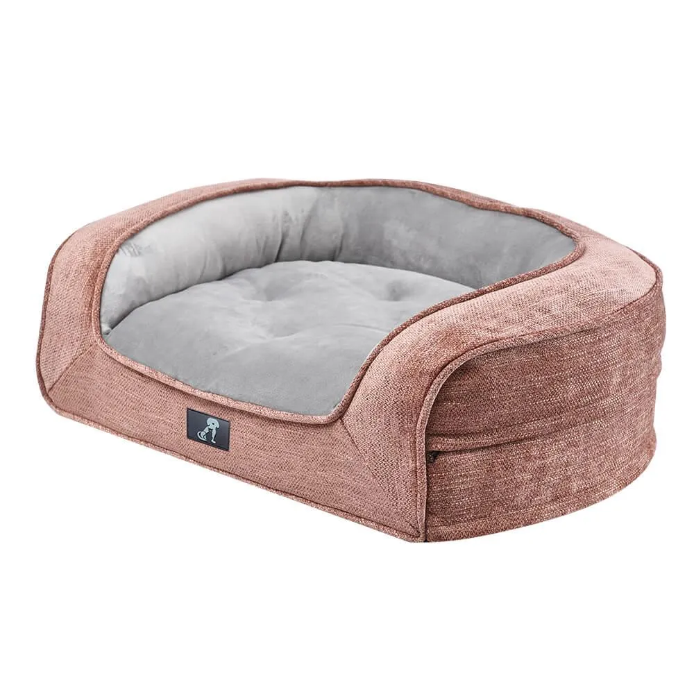 Duke Luxury High Density Foam Sofa Dog Bed Pink Large