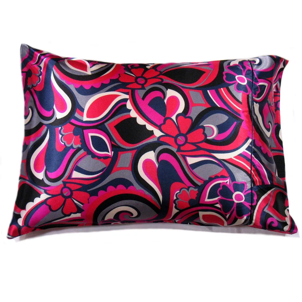 Flower Power Decorative Pillow, Magenta, Blue, White and Red