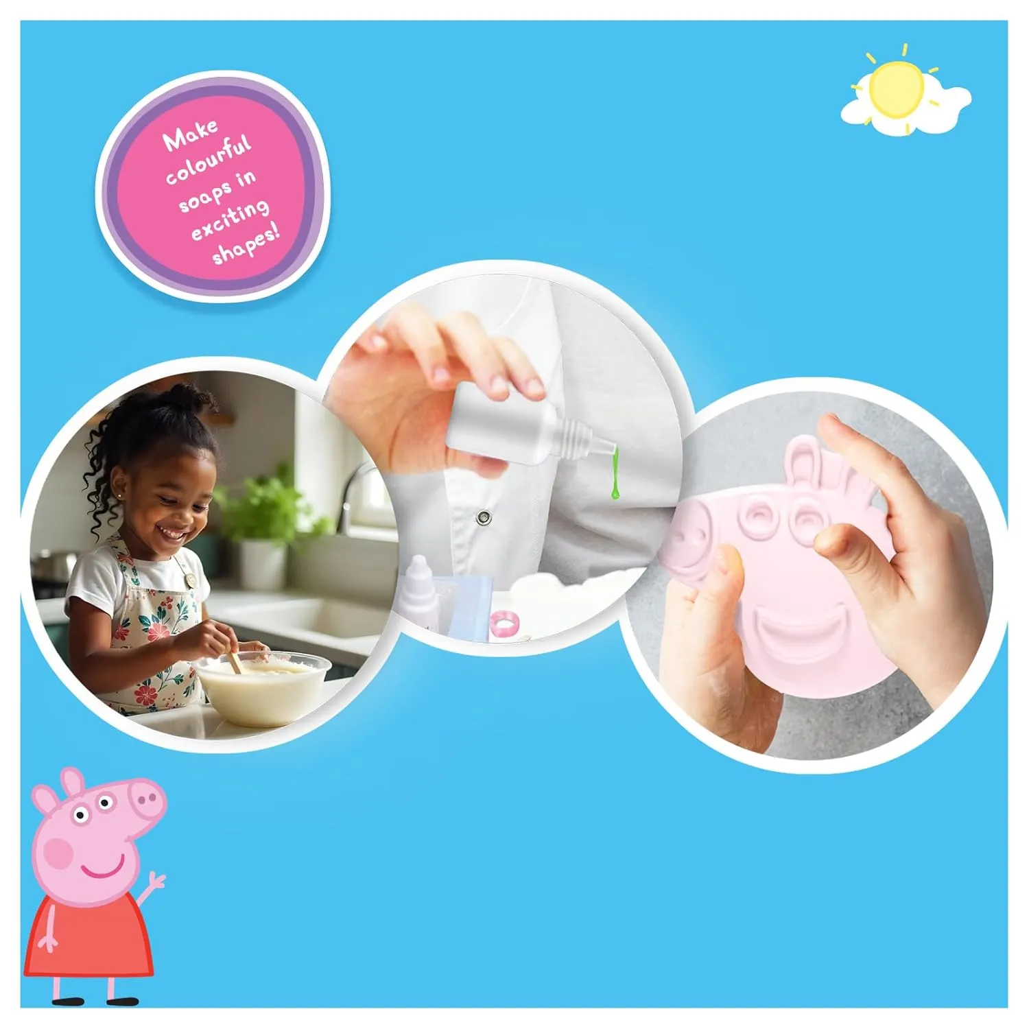 Funskool Handycrafts Peppa Pig Soap Making Kit Arts and Crafts DIY Kit in 6 Shapes for Children 5 Years and Above