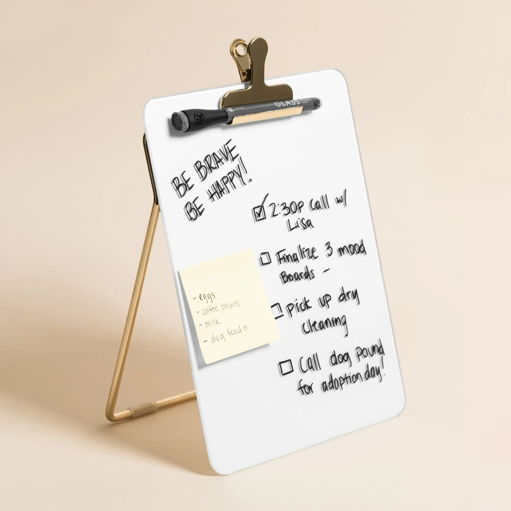 Glass Dry Erase Easel White