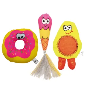 Goofy Tails Plush Cat Toy Combo Donut   Ice Cream   Avocado