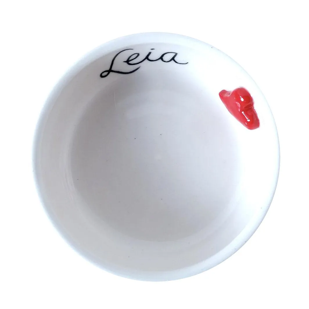 Handmade Porcelain Dog Bowl Personalized Heart