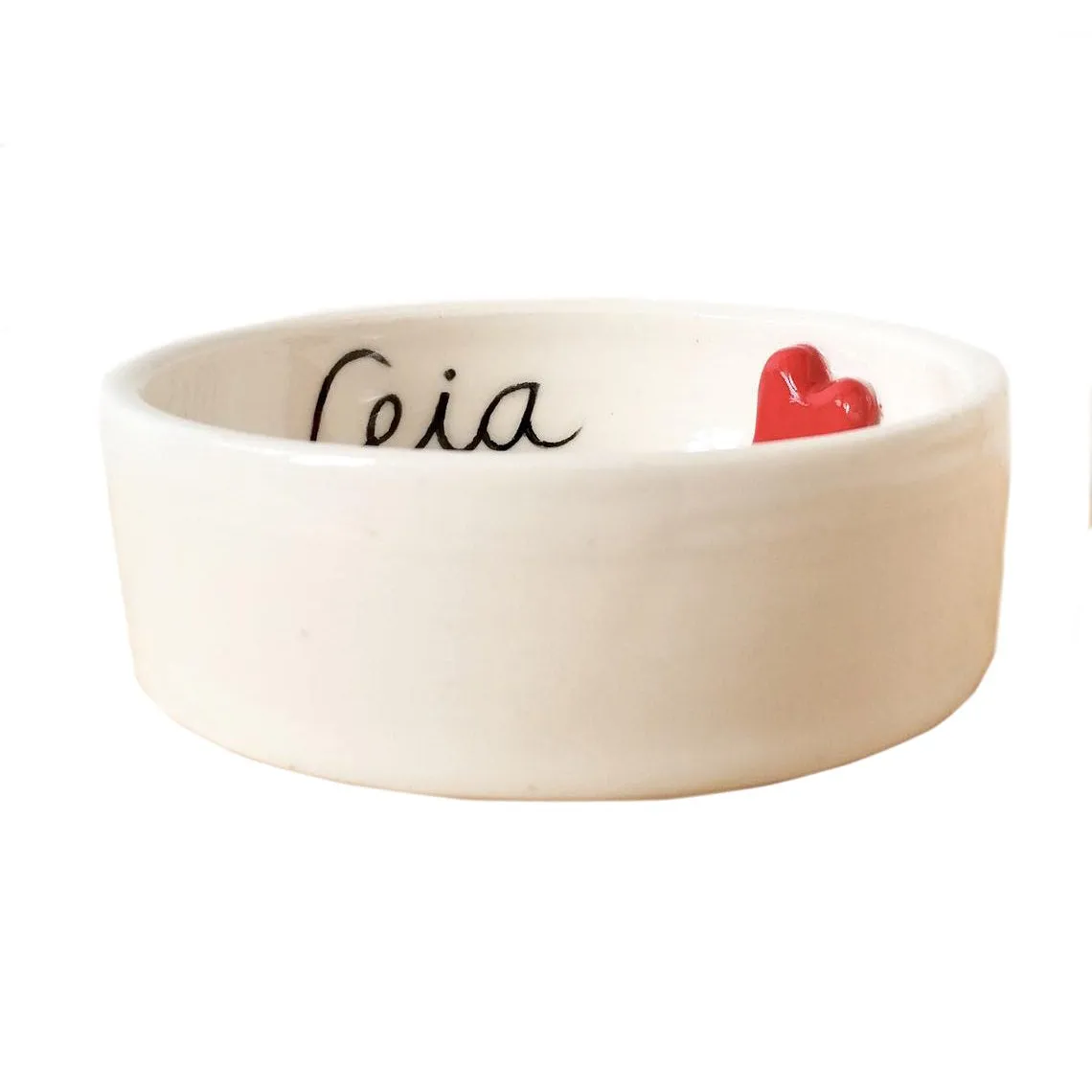 Handmade Porcelain Dog Bowl Personalized Heart