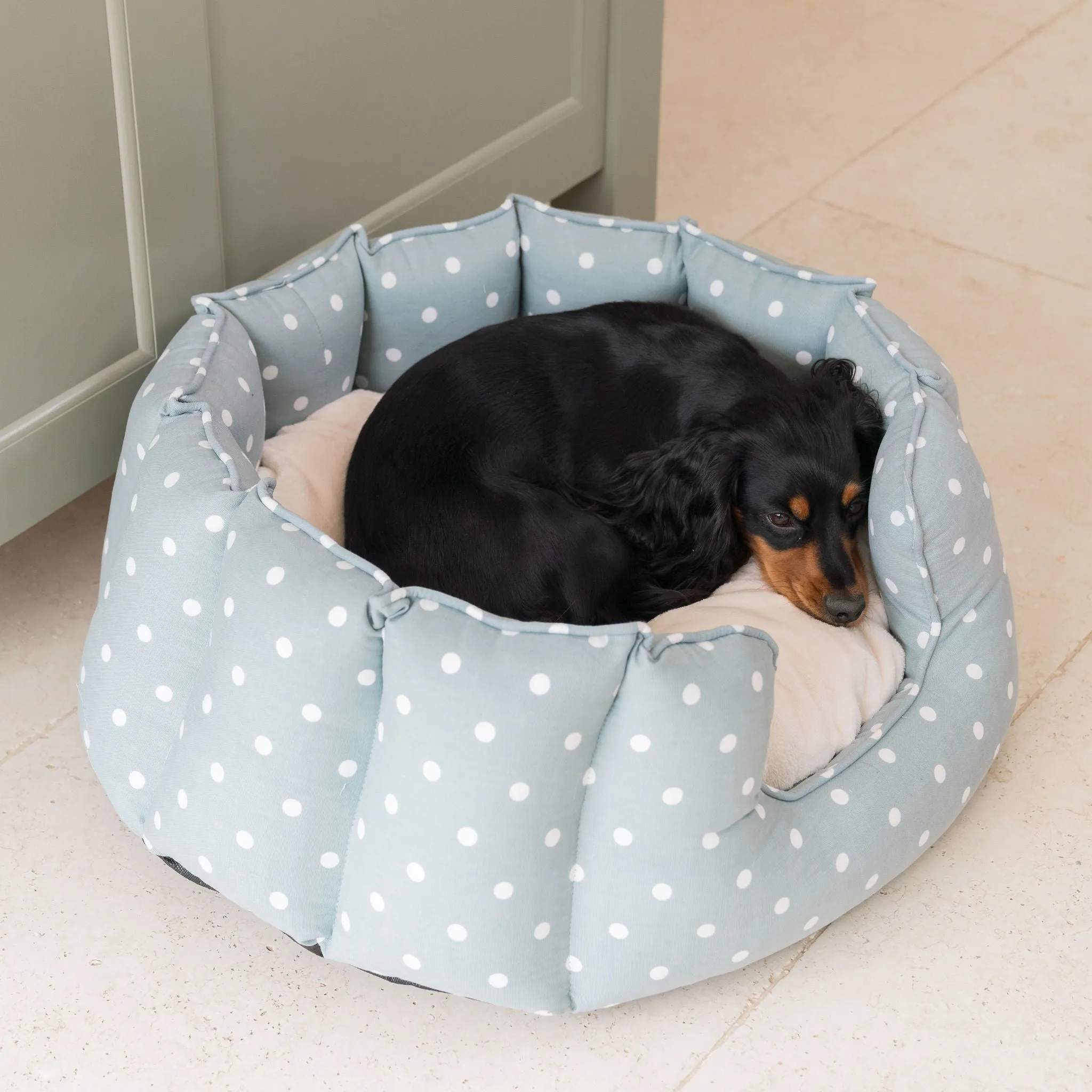 High Wall Bed With Removable Covers in Duck Egg Spot by Lords & Labradors