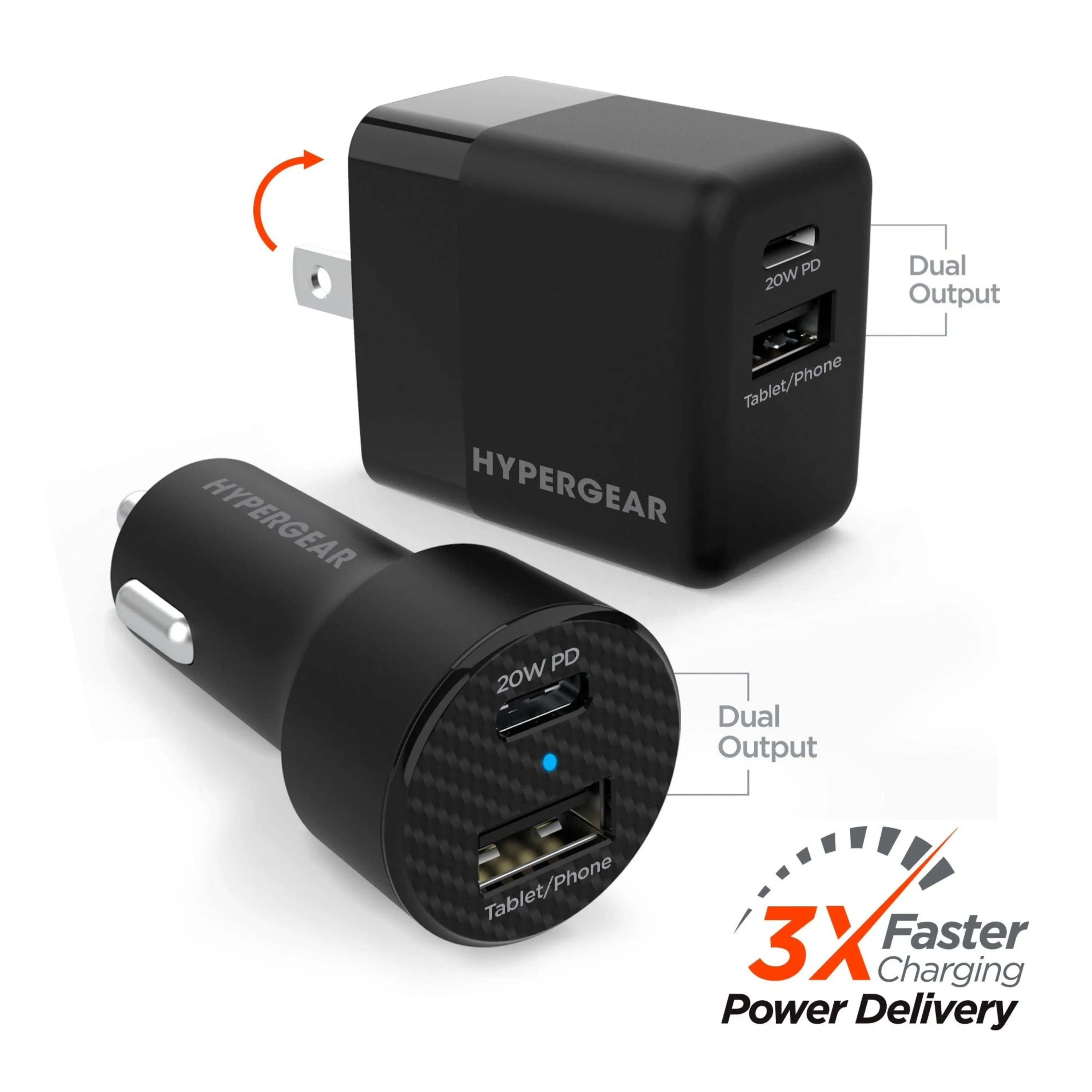 HyperGear Wall/Car Charger Bundle 20W USB-C PD   12W