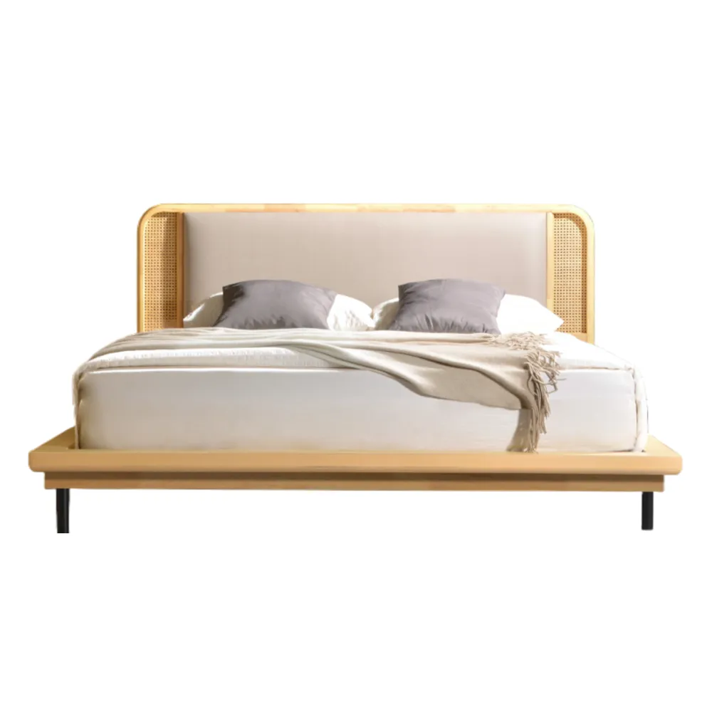 Inception Queen Bed L2030 x W1530mm Bamboo Oak