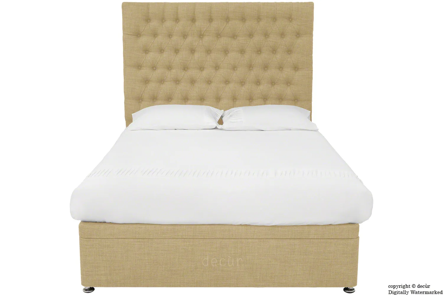 Kensington Linen Upholstered Ottoman Bed - Honey