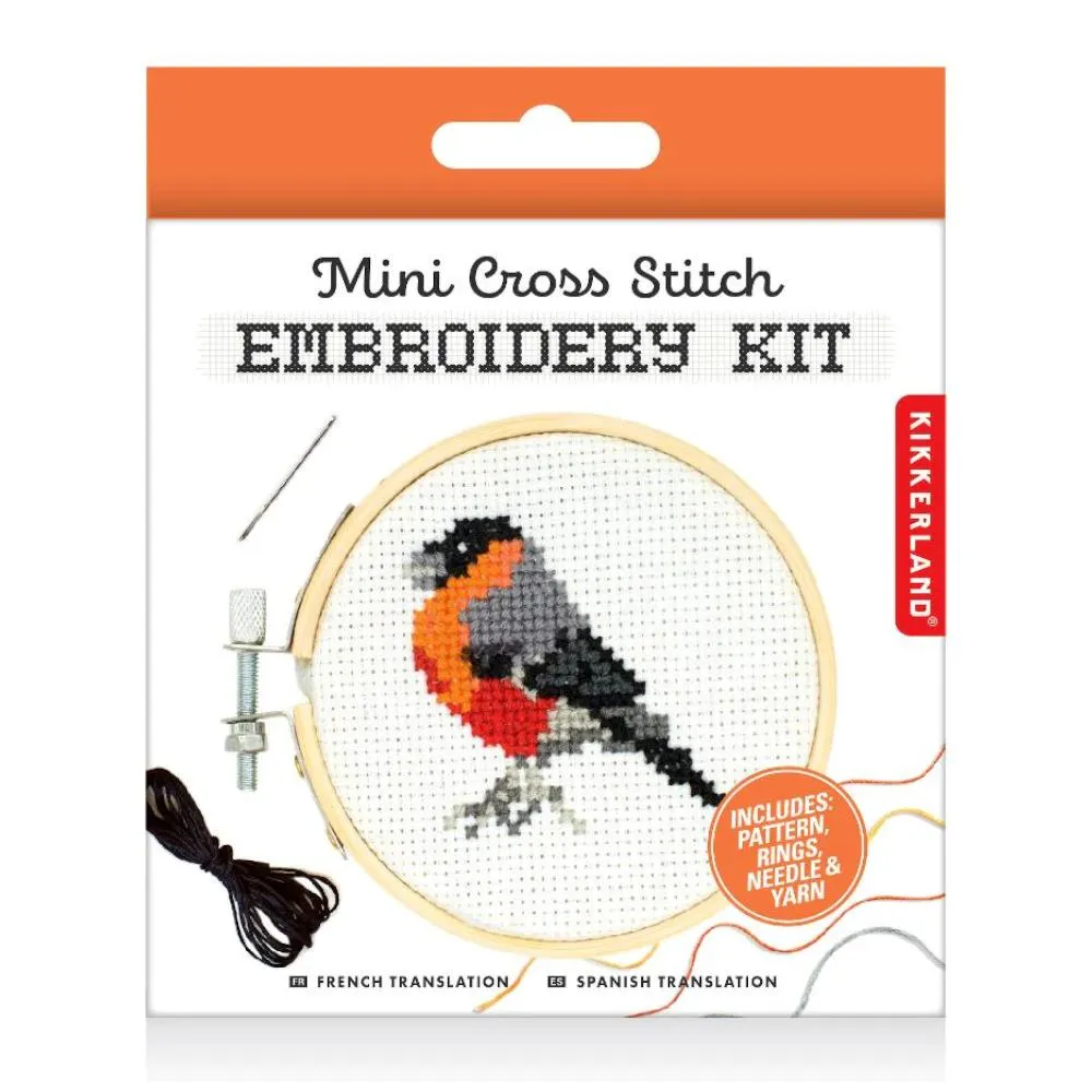 Kikkerland Mini Cross Stitch Embroidery Kit - Bird