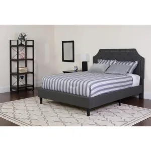 Madelyn Tufted Upholstered Platform Bed, Dark Gray (Queen)