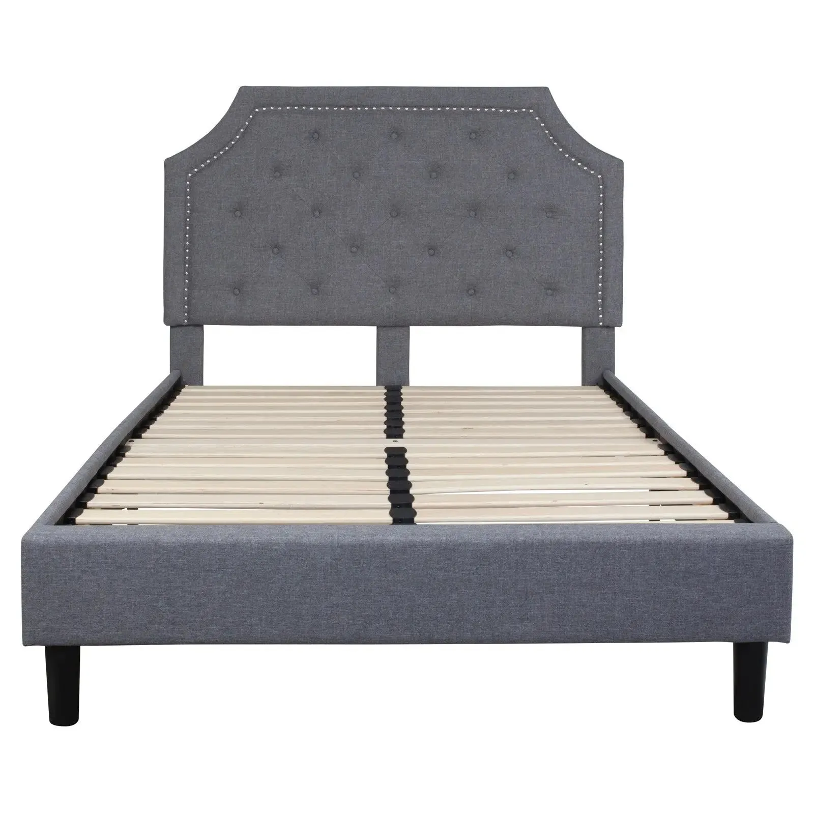 Madelyn Tufted Upholstered Platform Bed, Light Gray (Full)