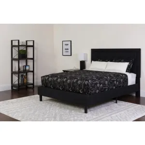 Marcelia Tufted Upholstered Platform Bed, Black (Full)