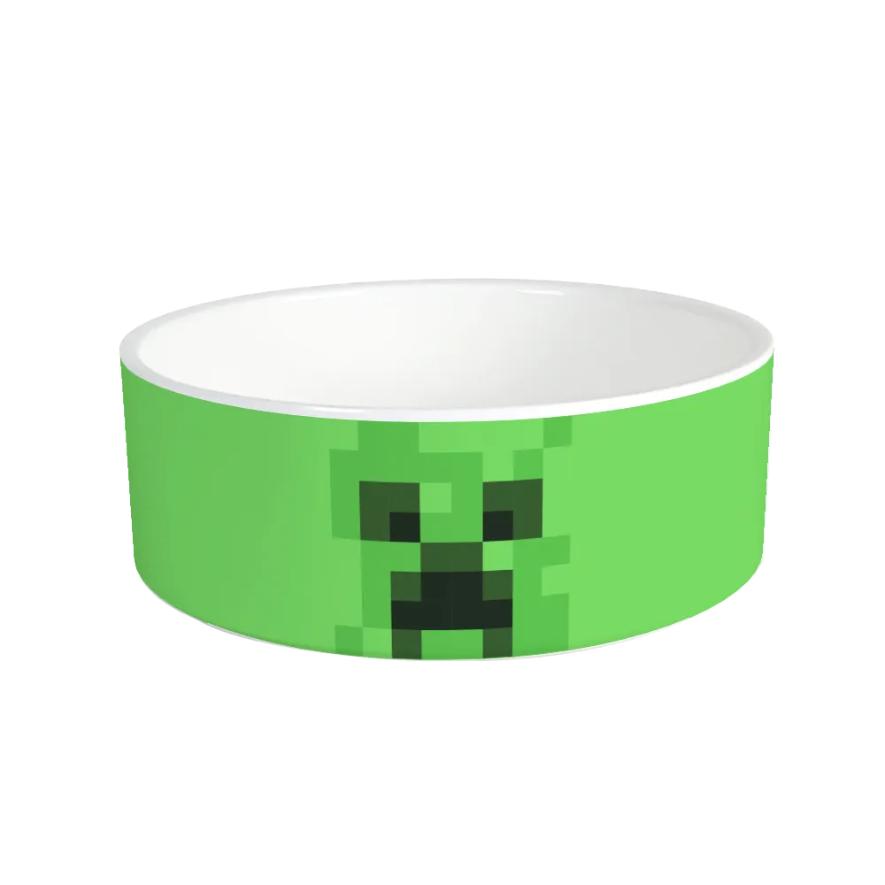 Minecraft Creeper Big Face Personalized Pet Bowl