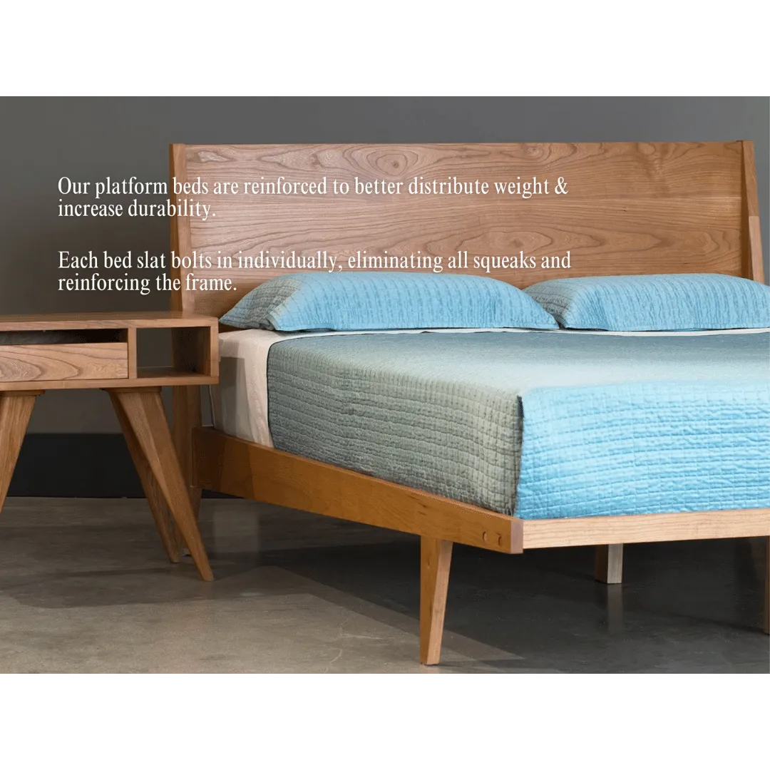 Modern "TWO" Platform Bed: Handmade Mid Century Modern Bed, Solid Wood with Organic Finish