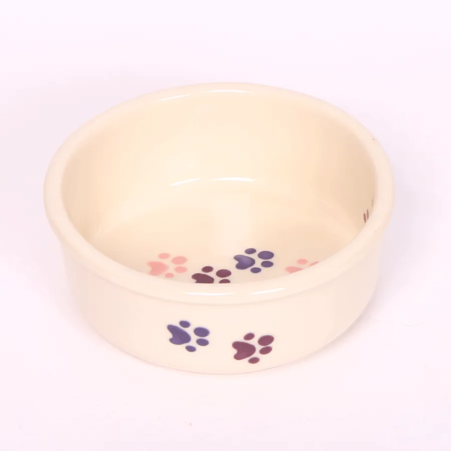 NEW! WALKING PAWS SMALL PINK PET DISH SET by Emerson Creek Pottery Made in USA Set, Small Pet2746