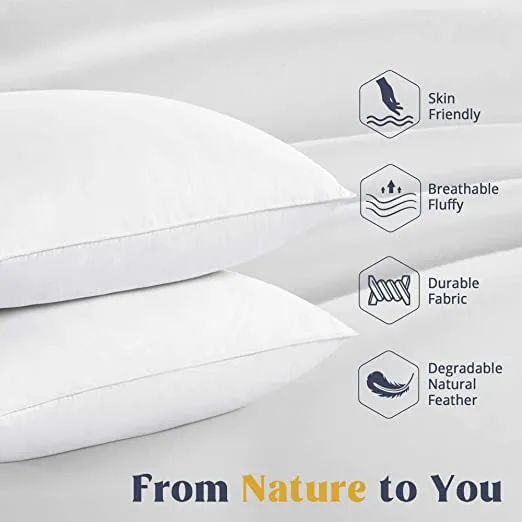 Om Sundaraaya Cotton White 50% Goose Down 50% Feather Pillow 2 Piece Size 17" X 27" (Standard)