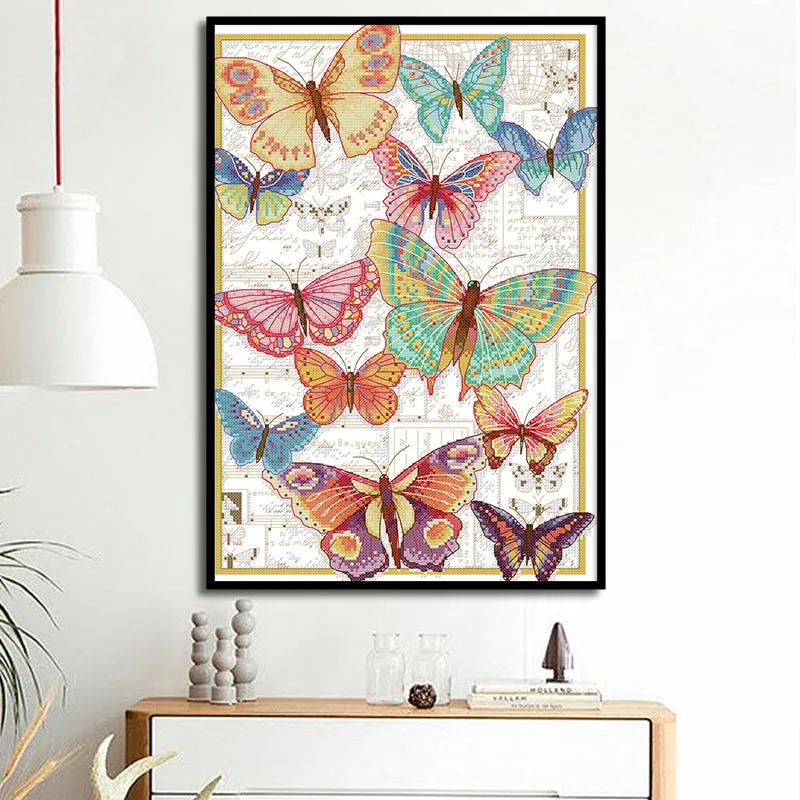 Poppy Crafts Cross-Stitch Kit - Butterflies Fly Freely