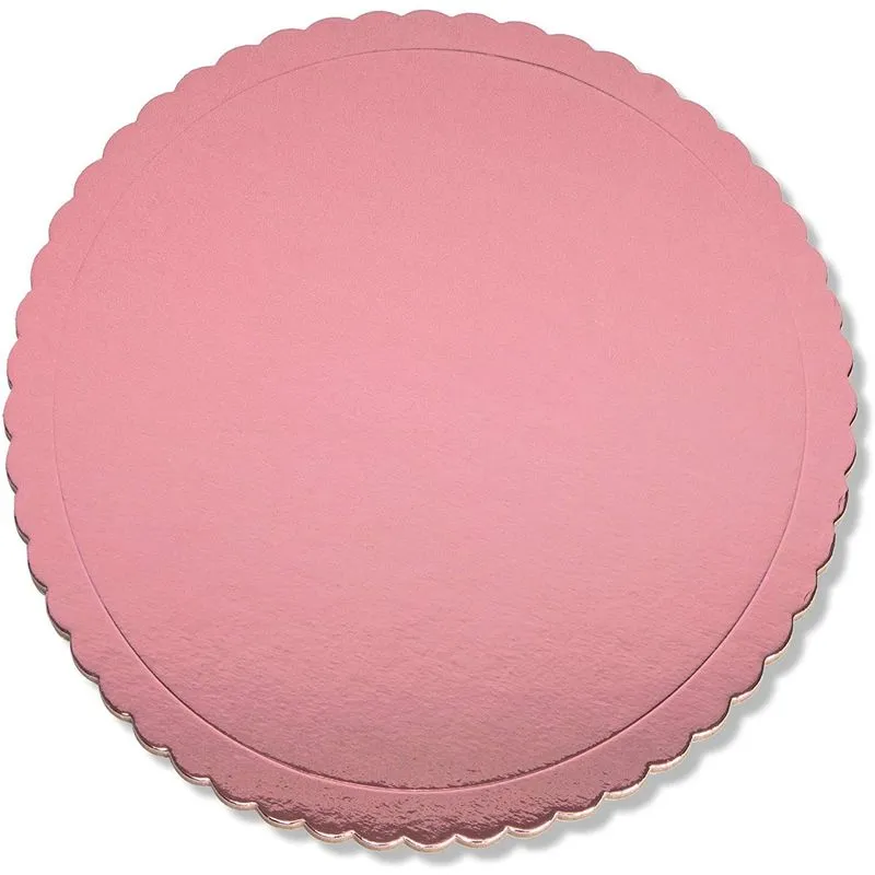 Rose Gold Foil Cake Boards, Scalloped Dessert Base (10 Inches, 12 Pack)