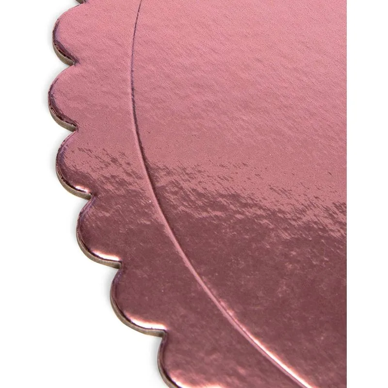 Rose Gold Foil Cake Boards, Scalloped Dessert Base (10 Inches, 12 Pack)