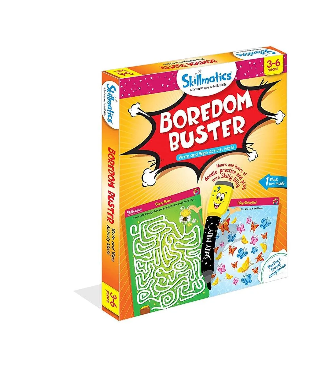 Skillmatics Educational Game: Boredom Buster (3-6 Years) | Creative Fun Activities for Kids | Erasable and Reusable Mats